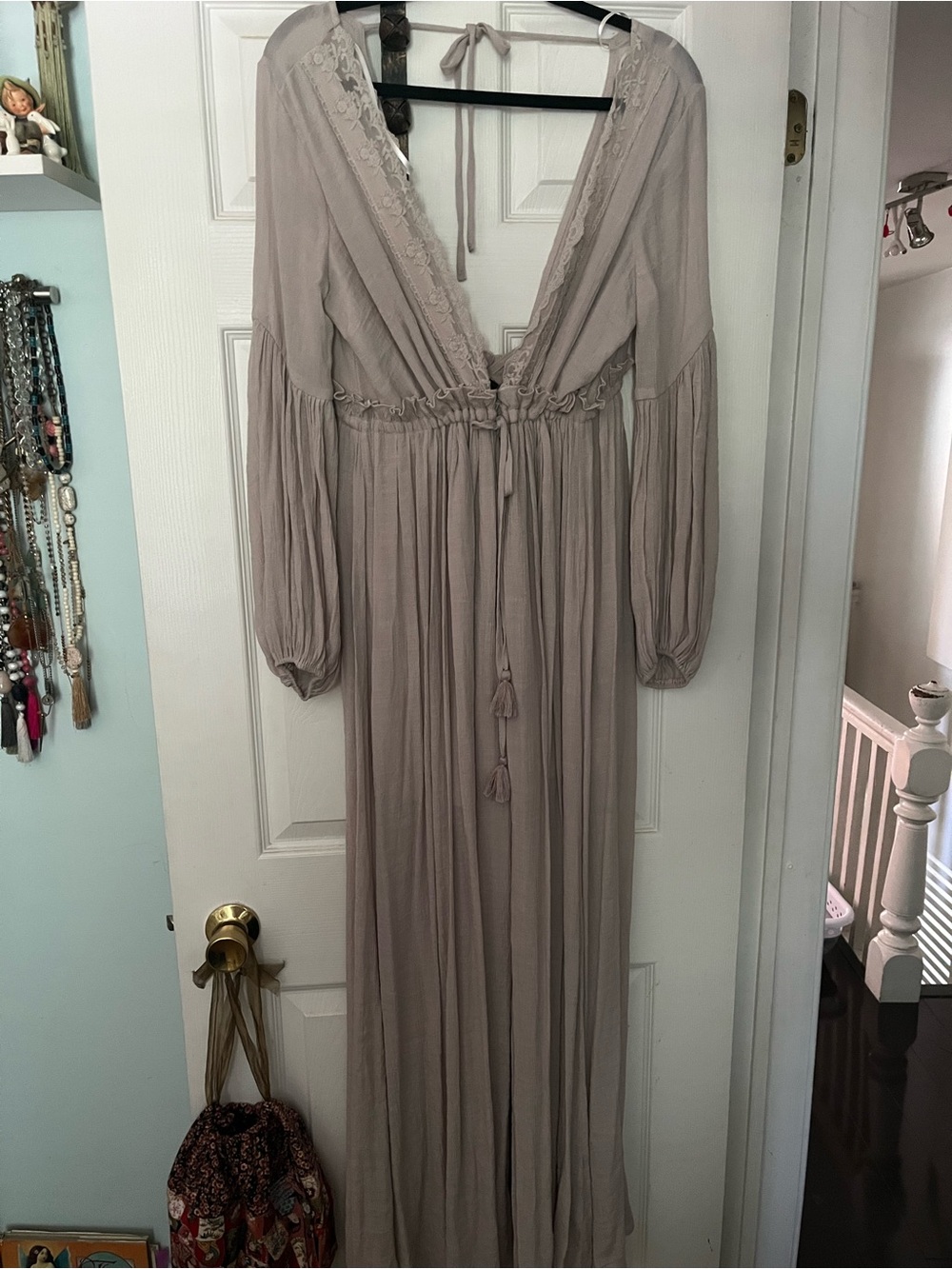 Aakaa Neutral Ruffle-Trim Maxi Dress - Picture 2 of 4